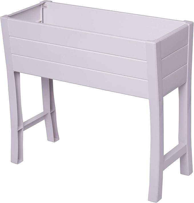 Nuvue Products 26020 36 L x 15 W x 32 H Polymer with Woodgrain Texture White Elevated Garden Box