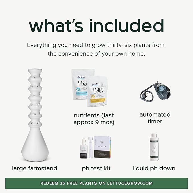 Farmstand Large Starter Kit + 36 Seedling Credits | 6 ft Vertical Hydroponic Garden Tower | Self Watering Outdoor Garden System for Vegetables Herbs &amp Greens | Made in USA