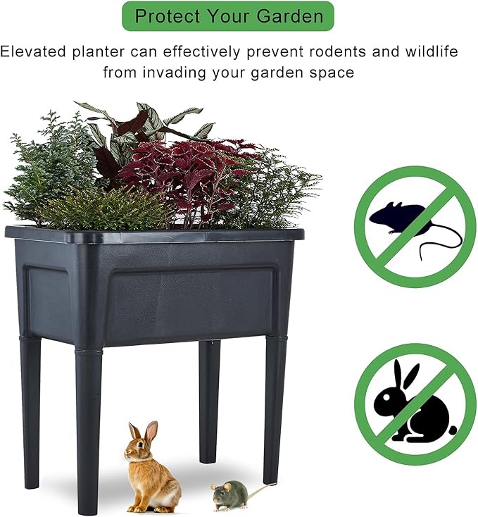 4 Pcs Plastic Raised Garden Beds with Legs16 Gallon Outdoor Elevated Garden Planter BoxPerfect for Flowers Vegetables and Herbs