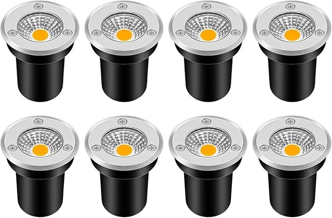Kitchen Faucet 8pcs Beam Spotlight Well Lights 3W In Ground Light IP67 Waterproof Outdoor Low Landscape Lighting Recessed LED Lamp for Floor Driveway Deck Step Garden