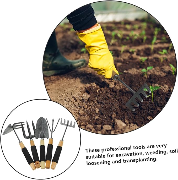 Leaf Scoops Hand Rakes Plant Shovel Gardening Tool Set 5pcs Garden Hand Tools for Planting Weeding Trimming