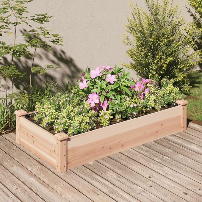 SKM Garden Raised Bed with Liner 120x60x25 cm Solid Wood Fir (Weight-7KG)