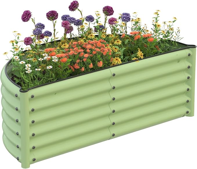 aboxoo Round Raised Garden Bed Kit 17 Tall Large Bottomless Galvanized Raised Bed for Growing VegetablesSucculentsFlowers Planter Boxes Outdoor（Green