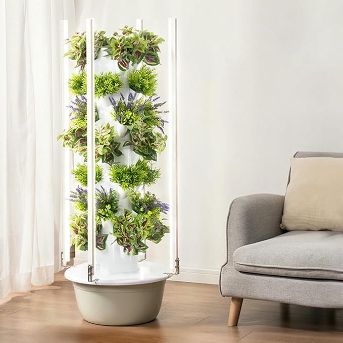 Hydroponics Growing System Tower Hydroponics Tower Garden Growing System for Home Garden Vertical Planter System for Herbs and Vegetables-*