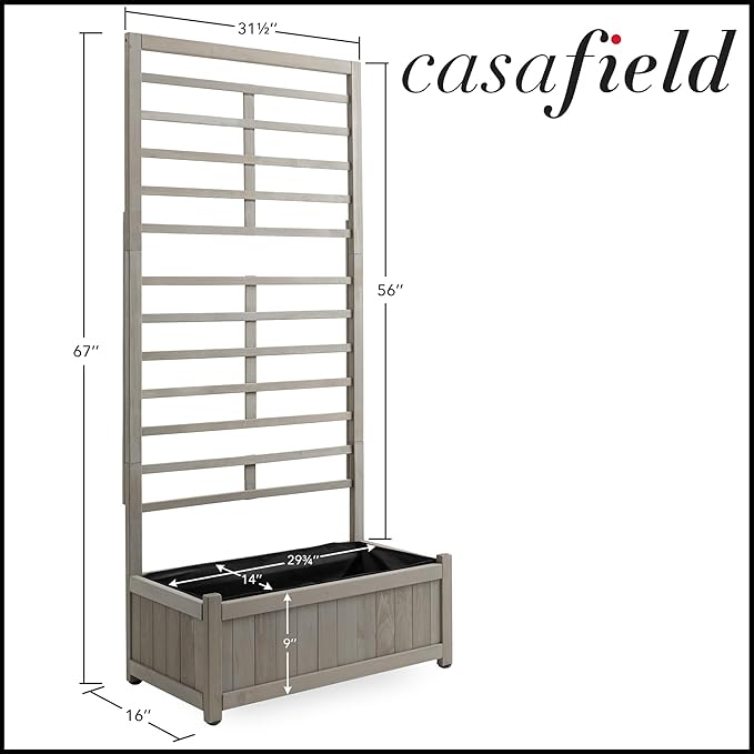 Casafield Wooden Climbing Planter Box - Raised Garden Bed with Trellis Plant Stand for Outdoor