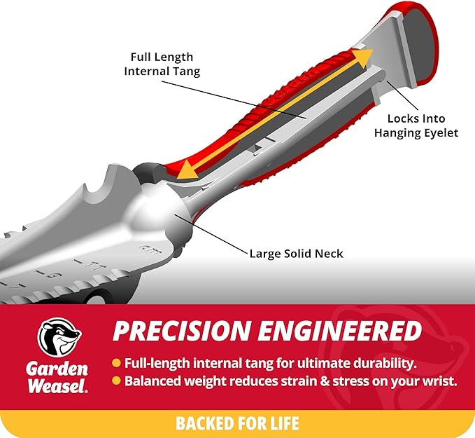 Garden Weasel 3-Piece Hand Tool Combo Set | Trowel Transplanter and Cultivator | Heavy Duty Lawn and Garden Set Digging Planting and Weeding | 91370-Q