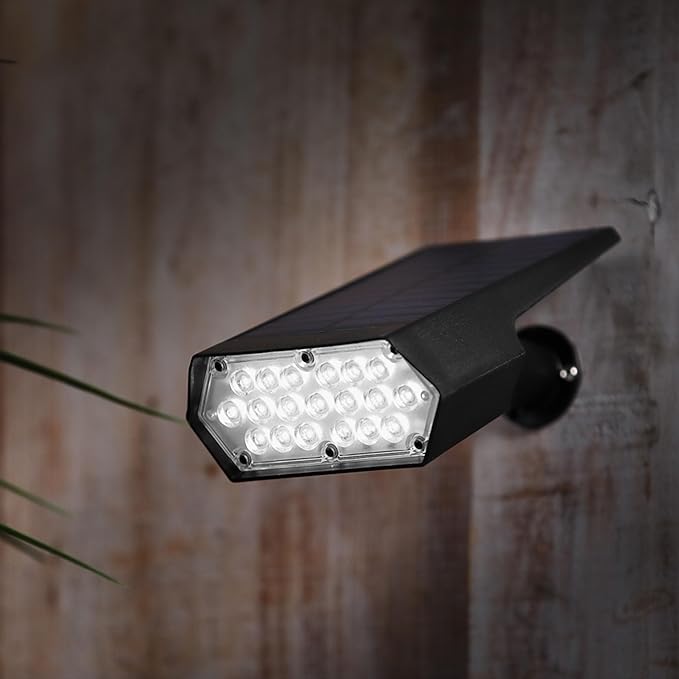 Alpine Corporation 11 Tall Outdoor Solar Pathway Spotlight Stake with Bright White LED Light Black