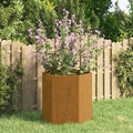 Corten Steel Planter - Rusty Finish Galvanized Welded Inlays Decorative Iron Planter Landscape Fencing for Garden Raised Steel Bed 15.7 in Square