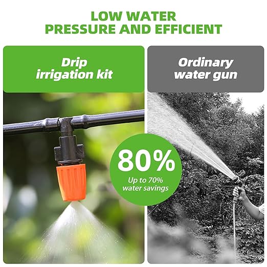 240FT Drip Irrigation System Kit for Garden Watering System with Adjustable Nozzles 1/2 &amp 1/4 inch Tubing Hose DIY Automatic Mist Cooling for Outdoor Lawn Patio Greenhouse Flower Beds Lawn Gr