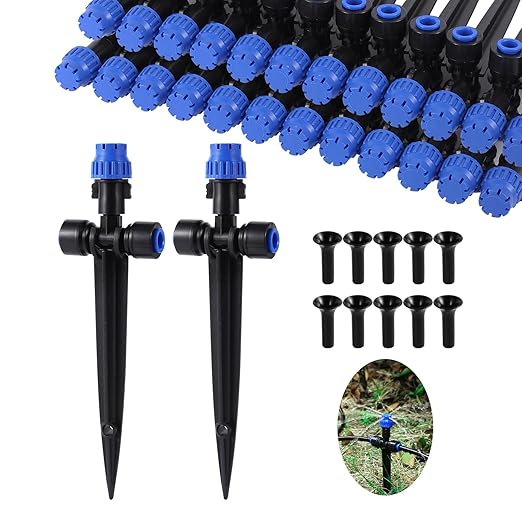 Drip Irrigation Emitterswith Adjustable 360 Degree Water Flow Drippers Sprayer Push-to-Fit for 1/4 inch Tubing Garden Drippers Sprayer for House Garden Watering System (36pcs- Drip)