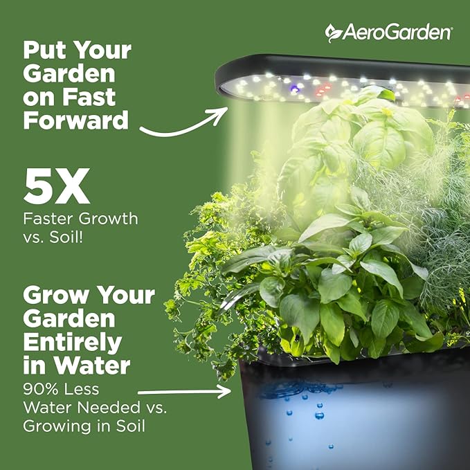 AeroGarden Harvest Indoor Garden Hydroponic System with LED Grow Light and Herb Kit Holds up to 6 Pods White