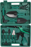 Portable 10pcs Gardening Tool Set with Shovel Rake Pruning Shears and Storage Case for Flower Planting and Garden Maintenance
