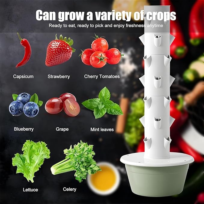 5/7/9 Tier Hydroponic Tower Aeroponic Tower Garden System Vertical Hydroponic Ggarden Tower with Pump Space Saving Design for Gardening Lover(105cm/41in)