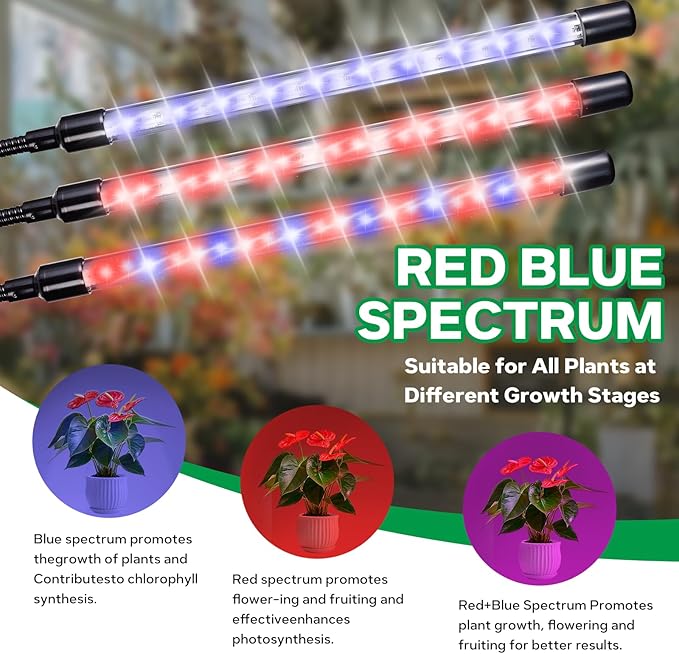 4-Head Floor Grow Lights for Indoor Plants - 15-63 Tripod Red/Blue Spectrum &amp Remote Control - Auto 4/8/12H Timer 10 Dimmable Levels for Tall Potted Trees (4-Head)