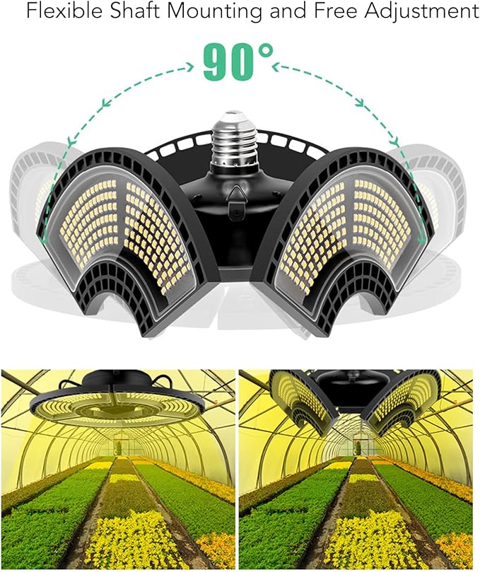 Waterproof Foldable Plant Light Full Spectrum E26 Grow Lamp for Garden Promotes Plant Growth Flexible Indoor/Outdoor Use Adjustable Lighting Angle Easy Installation for Vegetables