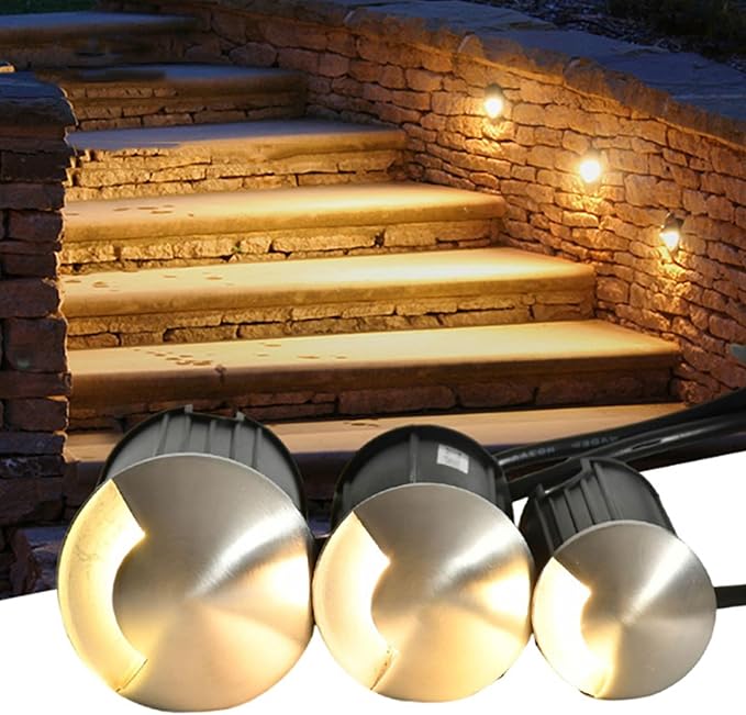 Ground LED Landscape Lights - Outdoor Buried Lights AC 12V One/Two/Four Side Embedded Spotlight IP67 Waterproof Stainless Steel Light-transmitting Underground Lamp1w-blue-52MM-A