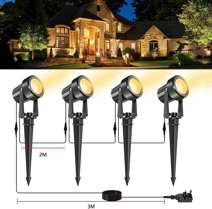 4in1 3000kOutdoor Landscape Lighting 6In1 Pack Outdoor Spot Lights LED Landscape Lighting for Yard Plant Lawn Garden IP65 Waterproof 3000K Warm White