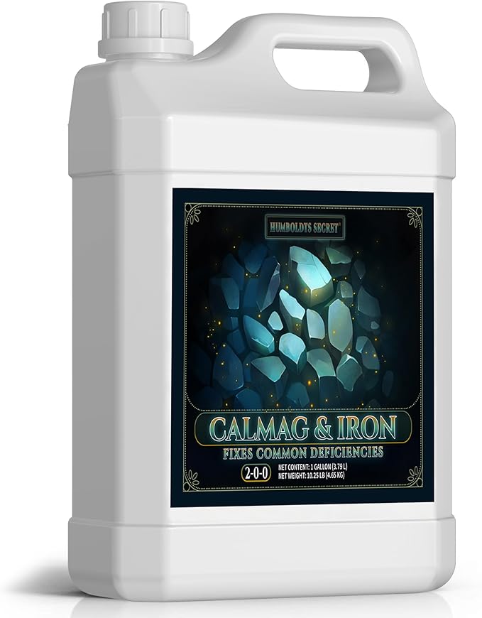 Humboldts Secret CalMag &amp Iron | Calcium Magnesium &amp Chelated Iron Nutrient Fertilizer | Hydroponic Supplies for Vegetative &amp Flowering Growth in Soil Coco Hydroponics or RO Water | 1 G