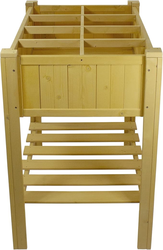 3ft Wooden Raised Garden Bed Planter Box with Shelf
