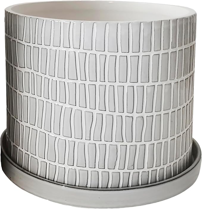 S2 1012 Tribal Planter W Saucer White