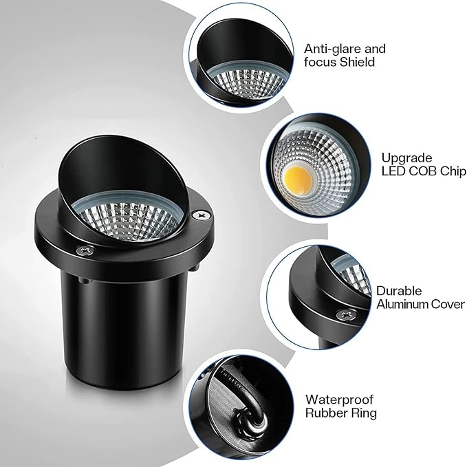 2PCS Outdoor Buried Lights - Ground LED Landscape Lights Underground Light LED 7W Outdoor Ground Lights IP67 Waterproof Floor Spotlight for Garden Lawn Path