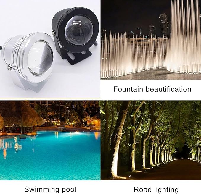 LED Swimming Pool Light- 10W Pond Fountain SpotLights Embedded Floor Lamp Underwater Lights 12V Waterproof IP68 Landscape Lighting(A-White Light)