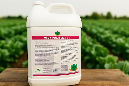 Acton MEGA Potassium 25 Professional Liquid Fertilizer 1 Gallon High-Potassium Formula for Commercial Crops Fruits and Vegetables 25% Soluble Potash