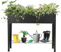 Piksedo Raised Garden Bed Elevated Planter Metal Plant Box with Legs Standing Garden Stand Drainage Holes Frosted Black