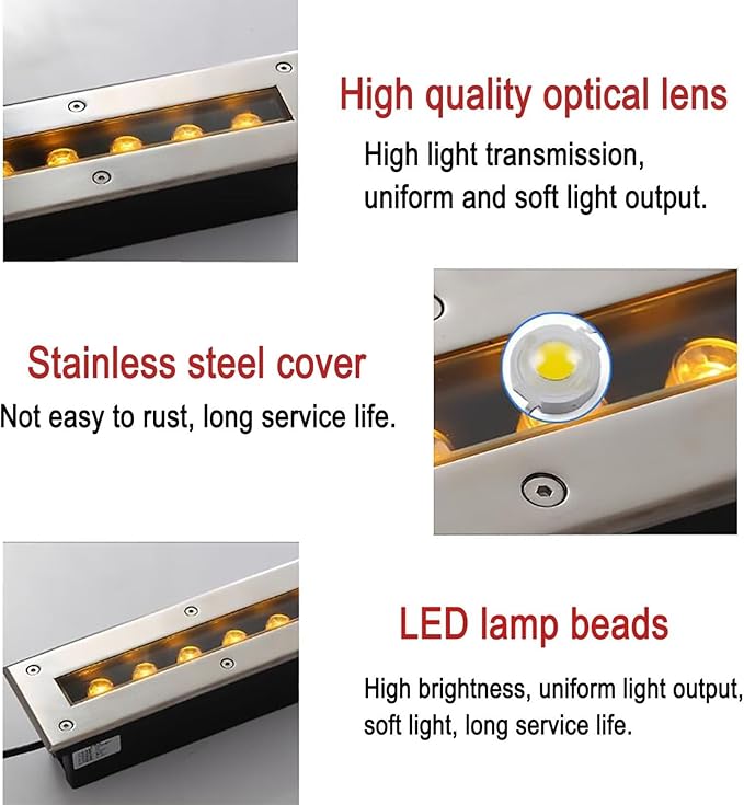 LED Landscape Lights - LED Ground Spotlights 110-240V Rectangle Outdoor Recessed Floor Lamp IP67 Waterproof Underground Light LED Decorative Lighting Buried Light(Green Light3W)