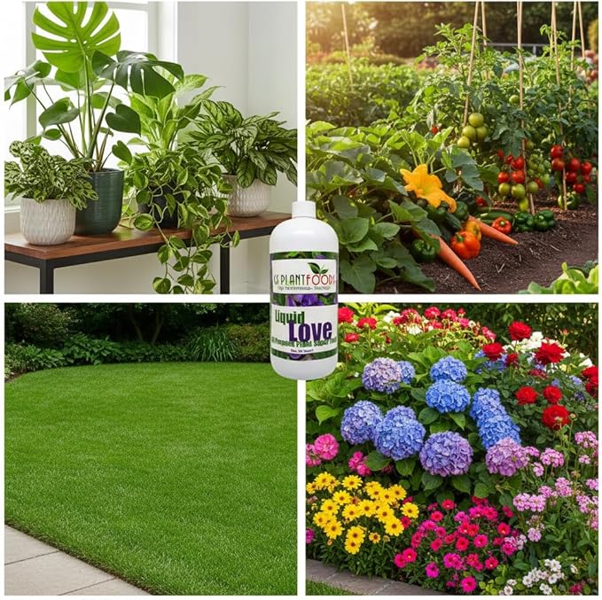 Liquid Love - All Purpose Liquid Fertilizer by GS Plant Foods (32 oz) - Natural Fertilizer for Vegetables Herb Gardens House Plants Fruit Trees Lawns &amp Shrubs