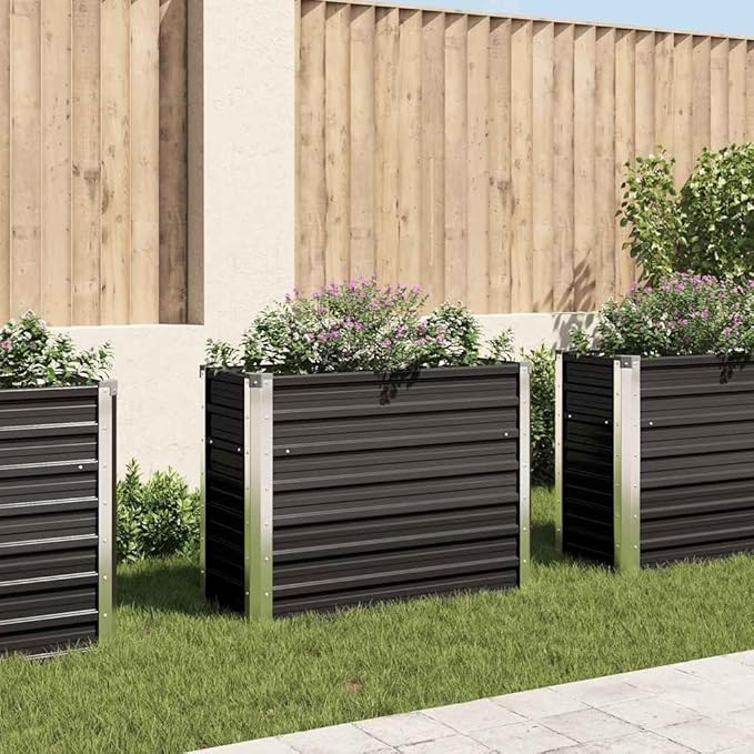 Raised Garden Bed 39.4 x 15.7 x 30.3 Galvanized Steel Elevated Planter Box for Flowers Vegetables Herbs - Durable Outdoor Raised Beds for Garden Patio Balcony Yard