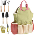 Garden Tool Set 9 Pcs with Wooden Handles Gift for Women &amp Men Includes Tote Bag Transplanter Fork Rake Trowel