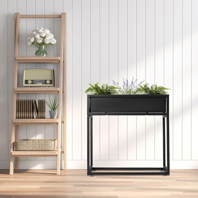 Elevated Planter Box 28In Tall Rectangular Garden Raised Planter Box with Drainage Hole 28 * 8 * 28In Outdoor Raised Garden Bed with Legs for Gardening Herb Vegetable Flower