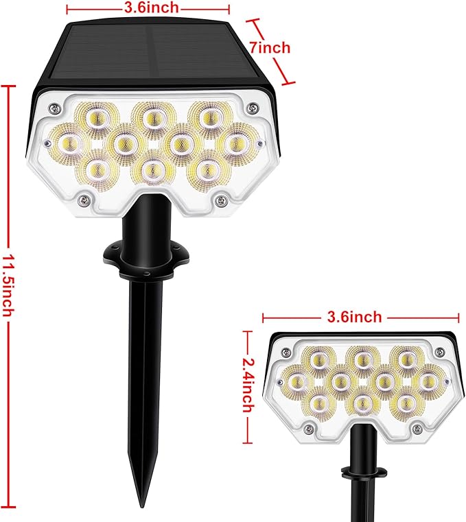 All-New Solar Spot Lights Outdoor Waterproof20 LEDs Solar Flag Light with 2 ModesLandscape Spotlights for Pathway Patio Garden Trees Pool(2 PackWarm Light)