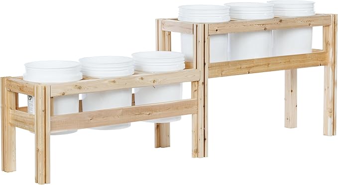 Greenes Fence Two-Tiers Six Bucket Elevated Cedar Wood Garden Frame 84 in. x 16 in. x 30 in. - Made in USA with North American Cedar