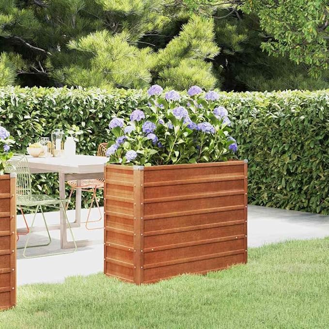 Garden Raised Bed Rusty Corten Steel Outdoor Planter Box 39.4 x 15.7 x 30.3 in Durable Metal for Vegetables Herbs Flowers