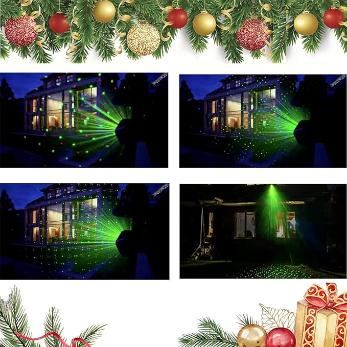 LED Solar Energy Lights Christmas Projector Light Festival Rotating Spotlight Christmas Landscape Spotlight Outdoors Decoration Christmas Festival Outdoor Landscape Decorative Lighting