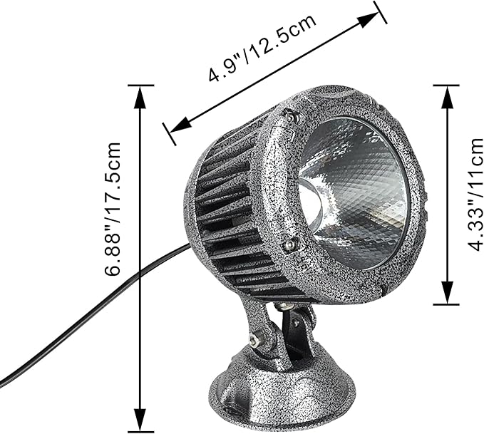 Kiven LED Indoor/Outdoor Waterproof Spotlight7W Dimmable Porch Light with 9.84 FT Plug-in Cord and Remote Control Plug in Accent Light with Vinly Siding Hooks for Plants Porch Garden