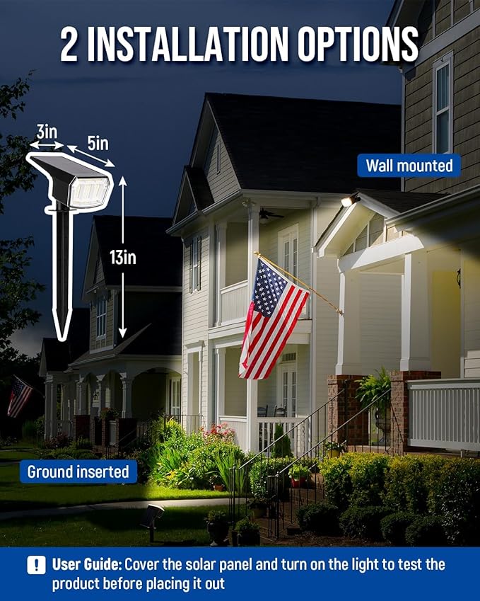 Solar Spot Lights Outdoor IP67 Waterproof 10 Pack 63 LED 3 Modes Solar Landscape Spotlights for Yard Garden Pathway Wall House Garage (Warm White)