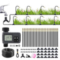 100FT Smart Drip Irrigation System with Water Timer – Automatic Garden Watering System with 360° Bendable Hose &amp 24 Adjustable Nozzles for Garden Yard LawnCompatible with 3/4 &amp 1/2 Hose