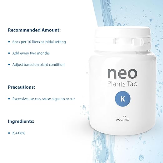 Neo Tabs - Aquarium Plant Fertilizer Root Tabs with Potassium - Potassium Freshwater &amp Saltwater Tank Tablets Safe for Fish &amp Shrimp &amp Snails - Tab K 20 Tabs