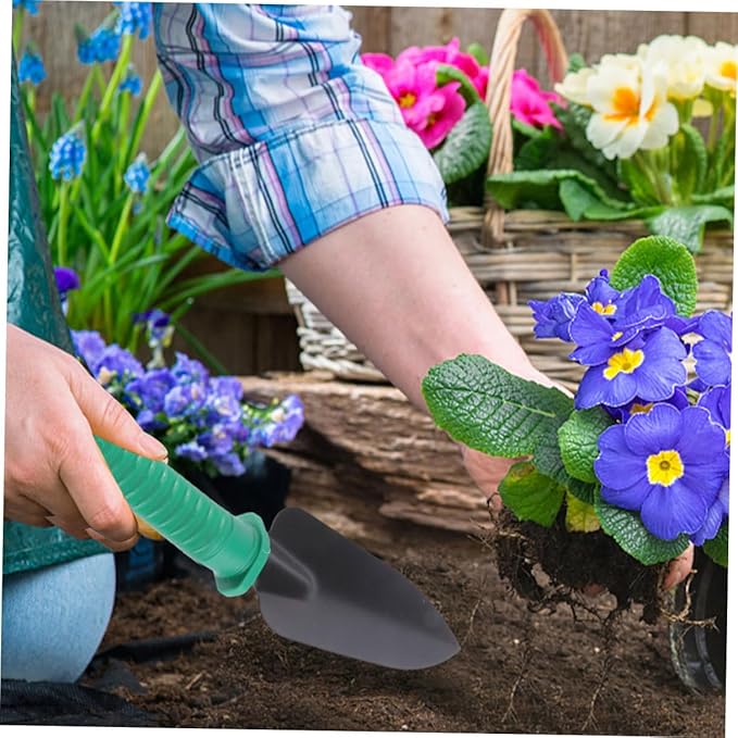 Veemoon Garden Shovels Rakes and Gardening Scissors Tool Set with Portable Carrying Case 5pcs Outdoor Planting Supplies for Lawn Care and Gardening Maintenance