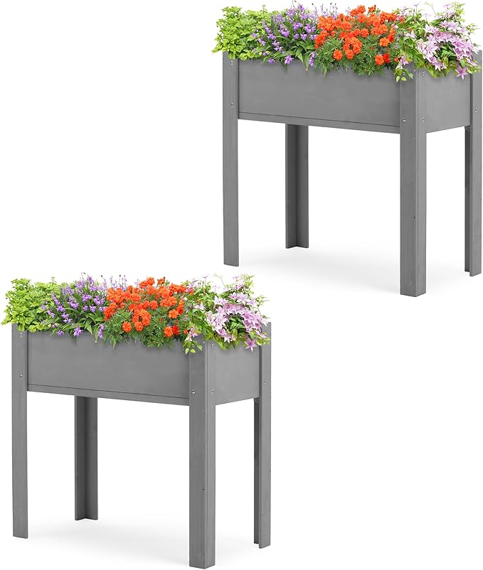 31x16x31 inch Raised Garden Bed with Legs Elevated Wooden Planter Box for Outdoor Plants Flowers Fruits Vegetable Herb Growing