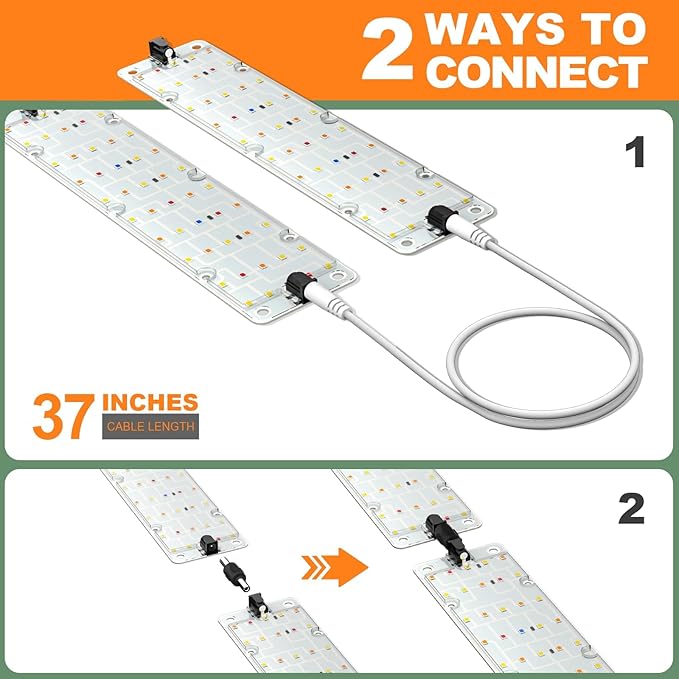 DOMMIA Grow Lights 40W Linkable Grow Lights for Indoor Plants Full Spectrum 6/12/16h Timer Dimmable Ultra-Thin Plant Lights for Indoor Growing Pinkish White 1-Set