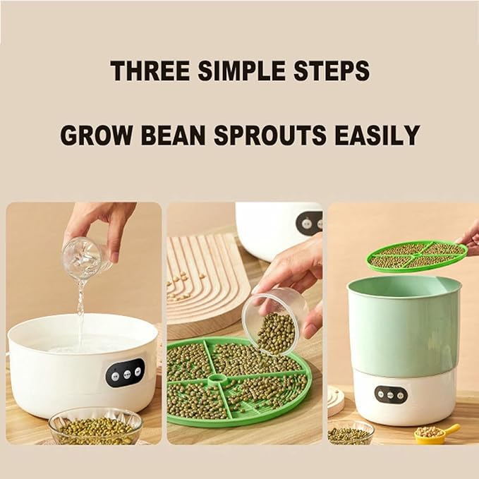 Home Smart Bean Sprout Machine 3 Different Seasons Modes with 4 Layer Large Capacity Soak Beans and Spray Water with One Click Seed Sprouter Kits for