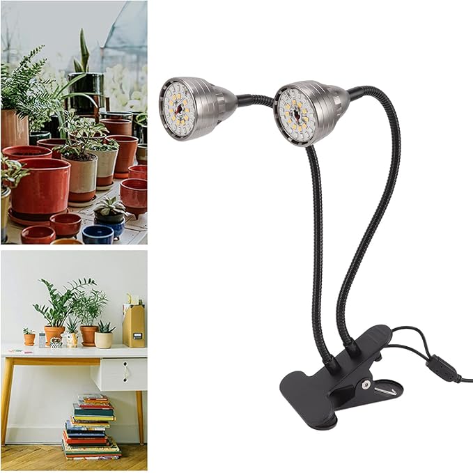 LED Plant Grow Lights Double Head Full USB Powered with Clip 5 - Level Brightness &amp 3 Modes - Flexible 360° Bend for Indoor Plant Light Grow Lights for Plants Growing Succule