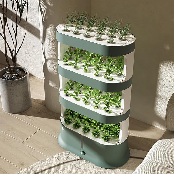 64-Plant Vertical Gardening System Kit Indoor Hydroponics Tower Garden Growing System Smart Plant Germination Kit for Leafy Vegetables