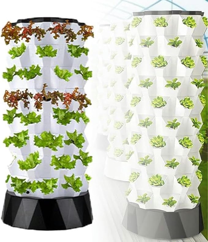 Intelligent Vegetable Growing Machine Abs Material + Timer Hydroponic Growing System for Fruits and Vegetables Aeroponic Tower for Seeding Beds48pots//1pc