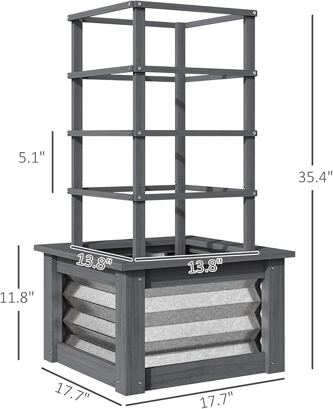 Raised Garden BedGalvanized Planter Box Elevated Garden BedWooden Garden Bed with Trellis