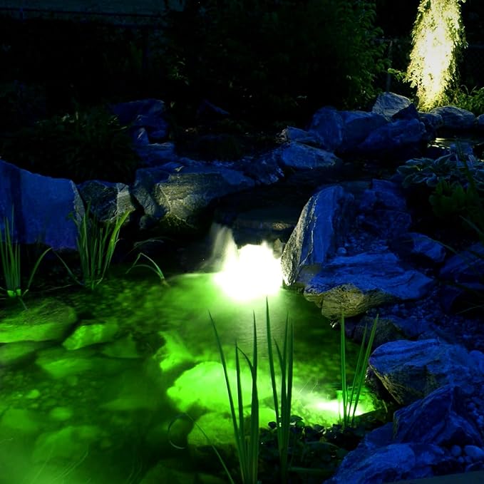 9W LED Underwater Lights Low Voltage 12V AC/DC Architectual Grade Light Fixture Stainless Steel with Green Lighting Suitable for Pond Fountain Landscape Lighting Projects